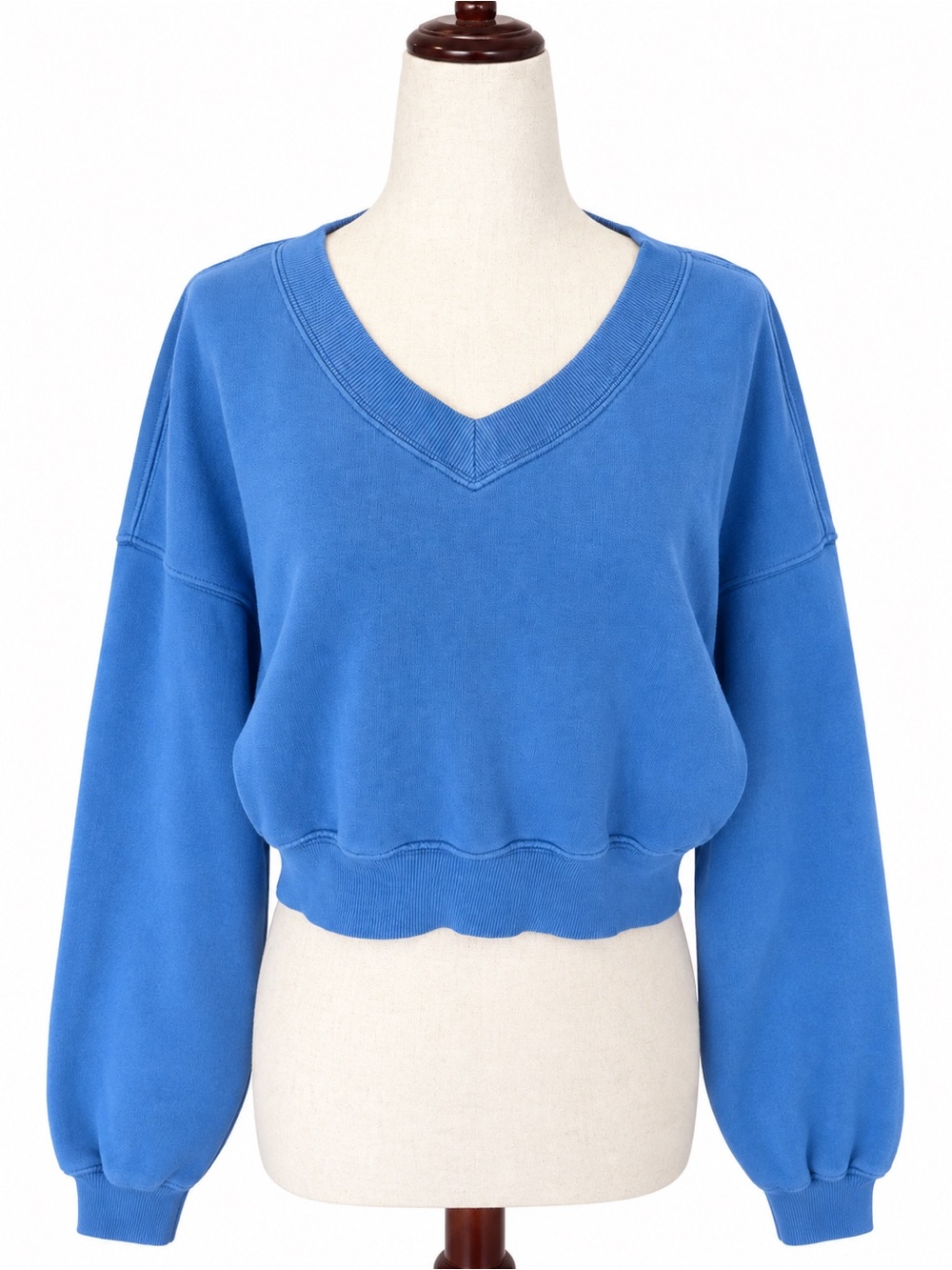 OFFLINE by Aerie Blue Cropped V Neck Sweatshirt Pullover